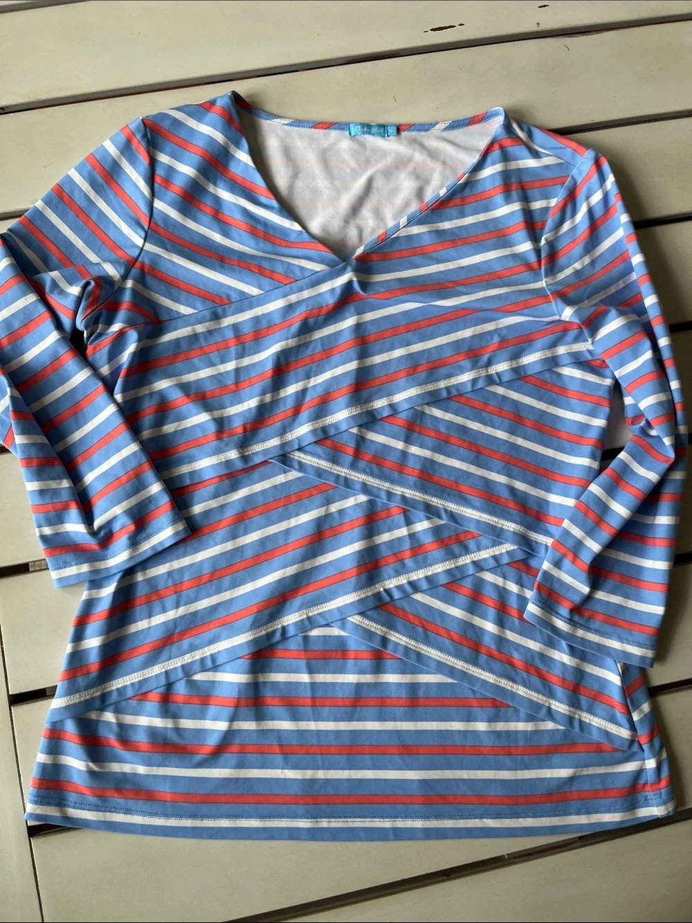 J McLaughlin V Neck 3/4 Sleeve Top Sz Medium